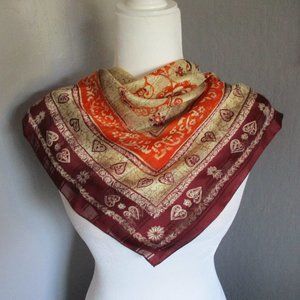 Burgundy & gold semi sheer scarf